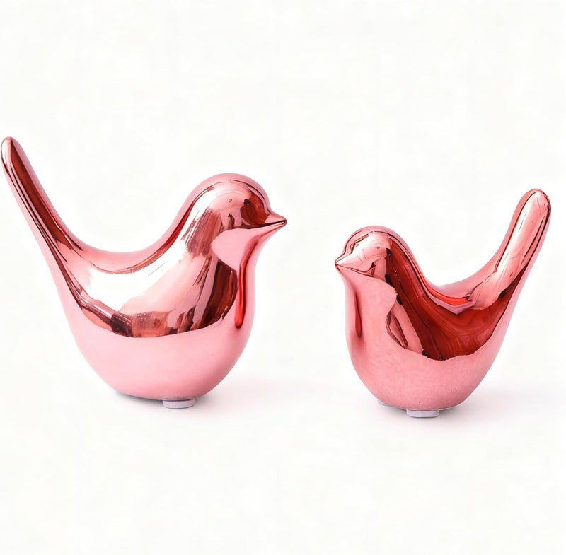 Notakia Small Birds Statues Pink Home Decor Modern Style Decorative Ornaments for Living Room, Bedroom, Office Desktop, Cabinets (2Pcs Pink Birds) - Image 1